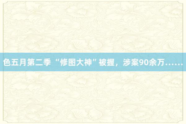 色五月第二季 “修图大神”被握，涉案90余万……