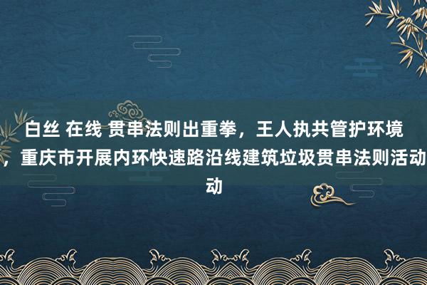 白丝 在线 贯串法则出重拳，王人执共管护环境，重庆市开展内环快速路沿线建筑垃圾贯串法则活动