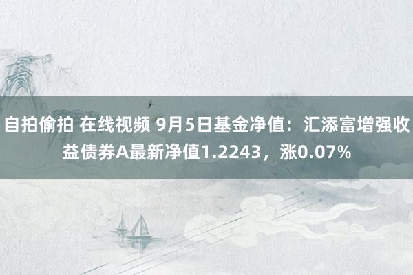 自拍偷拍 在线视频 9月5日基金净值：汇添富增强收益债券A最新净值1.2243，涨0.07%