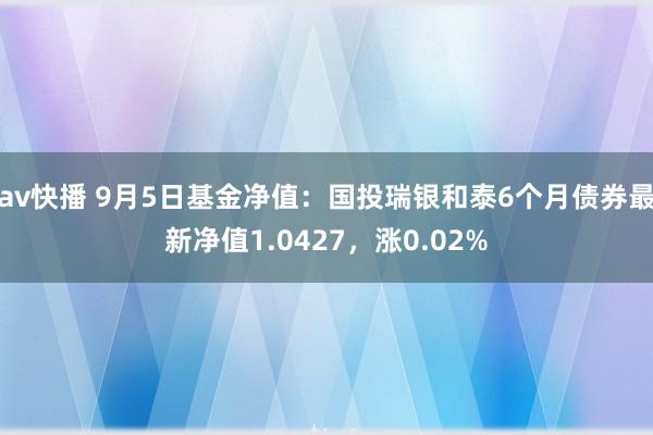 av快播 9月5日基金净值：国投瑞银和泰6个月债券最新净值1.0427，涨0.02%